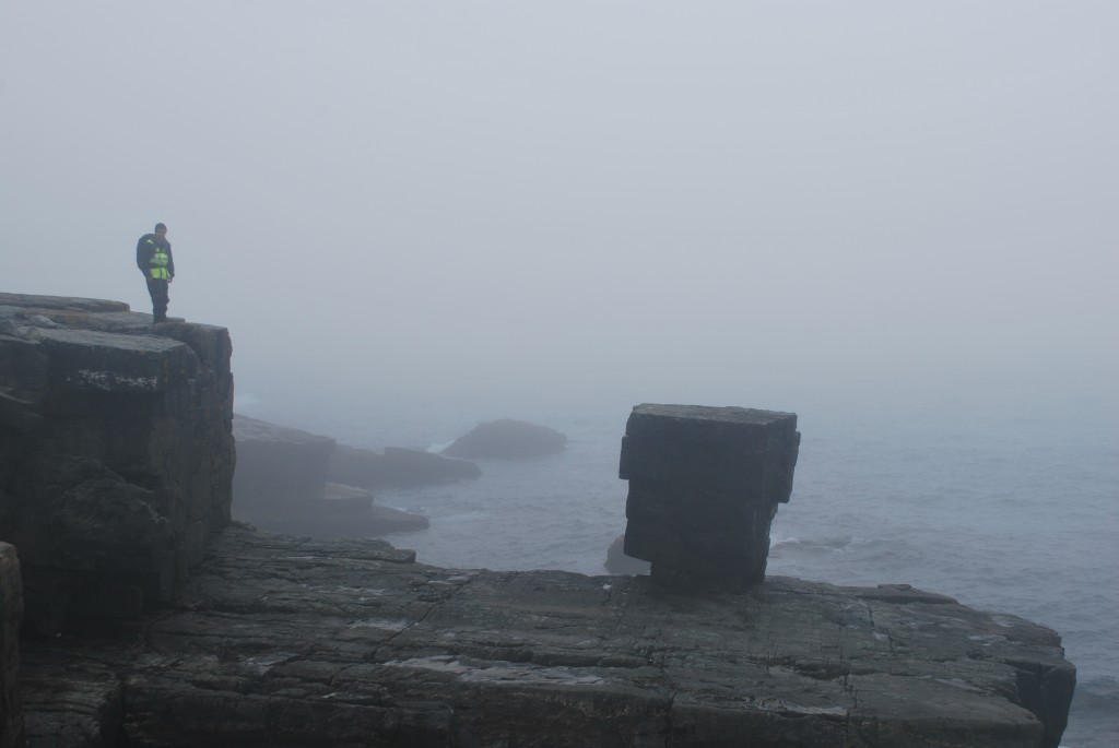 Mistaken Point can be a beautiful and spectacular place in the sunshine, but the most common weather encountered over the course of the year is fog.